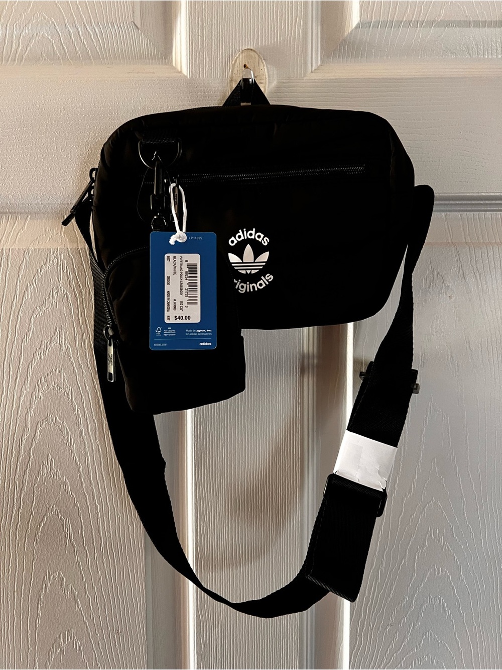 adidas Originals Black Logo Belt Bag with Zip Pouch